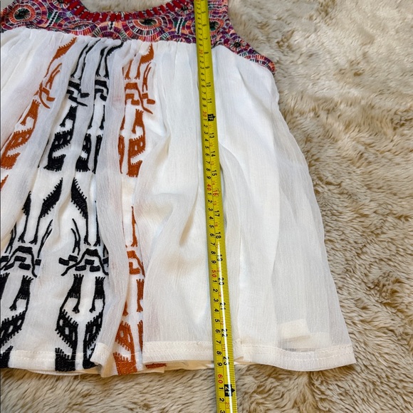 Anthropologie Embroidered Tank Top - White and Orange - Picture 9 of 10